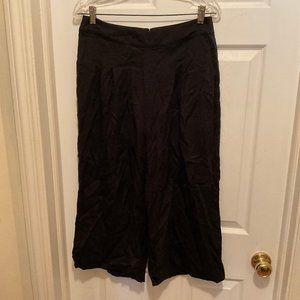 Comune Harmony High Waisted Pants L Black Wide Leg Culottes Back Zipper